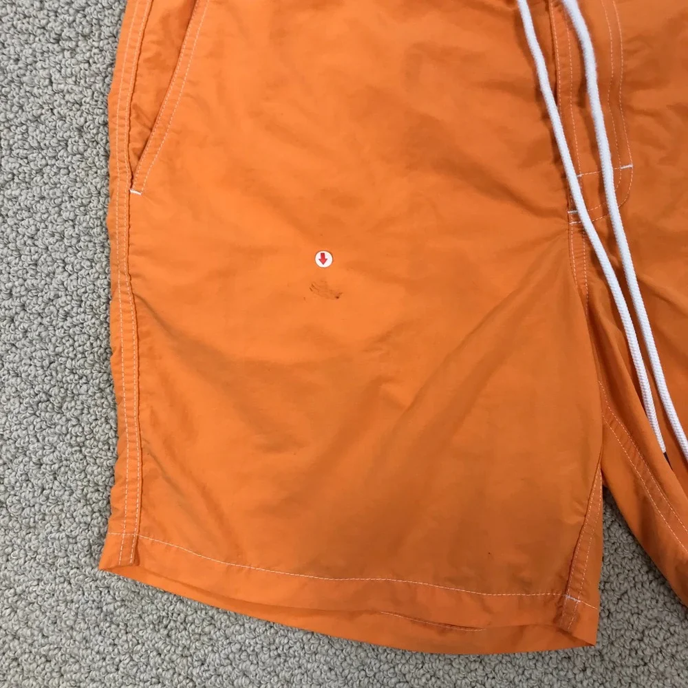 Bonobos Mens Board Shorts Orange Nylon Swim Trunks Size 34 Drawstring Mesh Lined